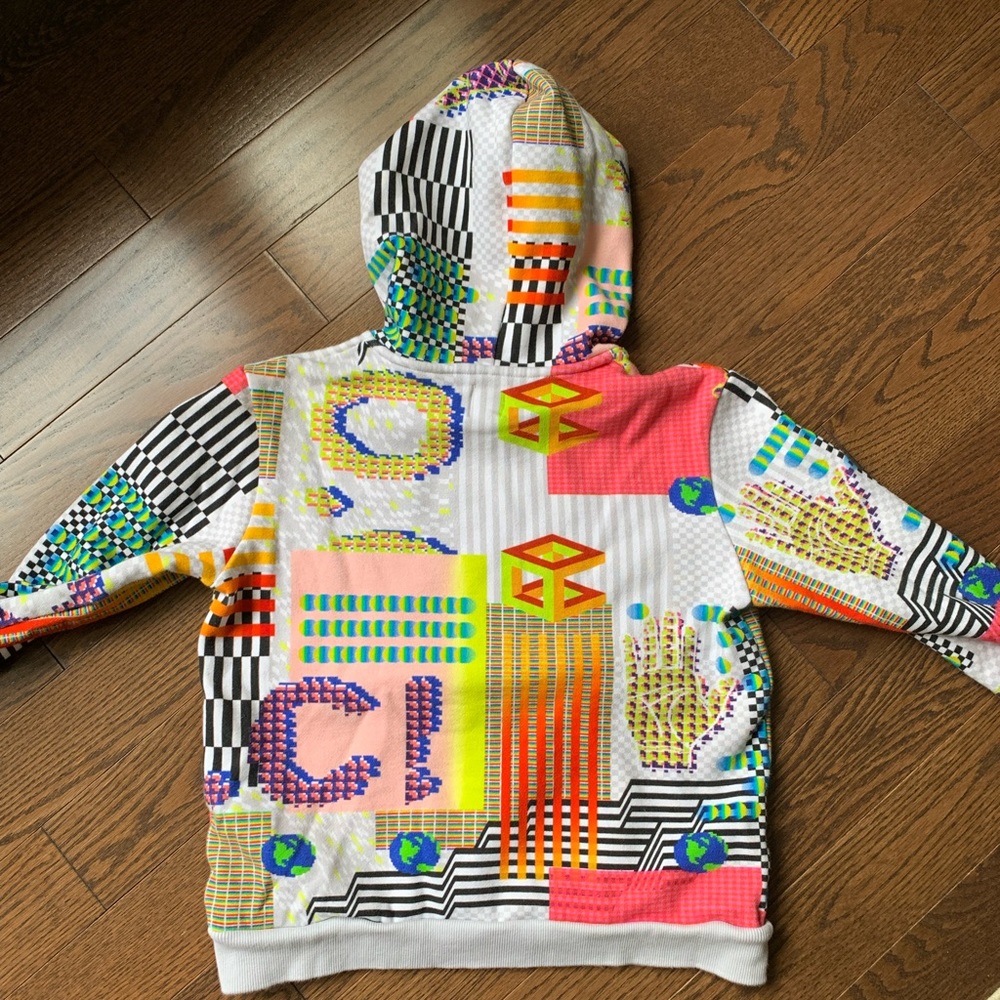 EUC Opening Ceremony Multi Color Geometric World Hand Printed Y2K Hoodie - Picture 3 of 5